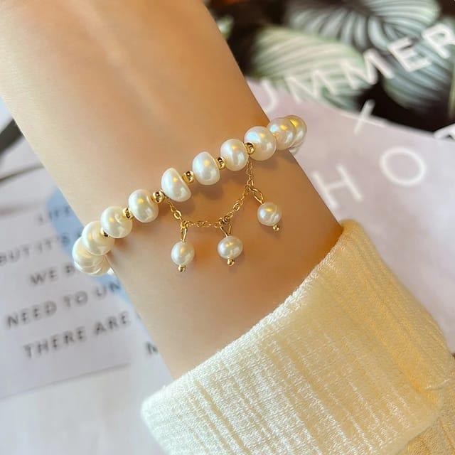 Elegant Pearl Beaded Bracelet for Women – White
