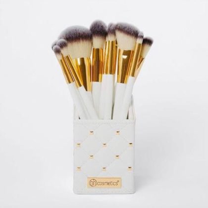Studded Elegance Brush Set – White | 12 Pcs