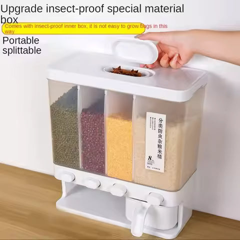 Transparent Wall-Mounted 6-Grid Cereal Dispenser