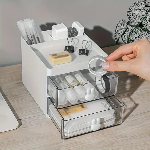 Rabbit Handle Desk Organizer with Drawers – Random Color