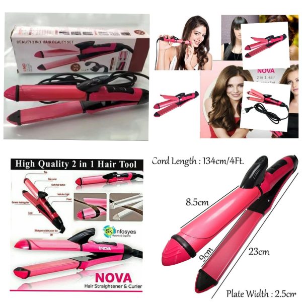 Nova 2-in-1 Hair Straightener & Curler NH-2009
