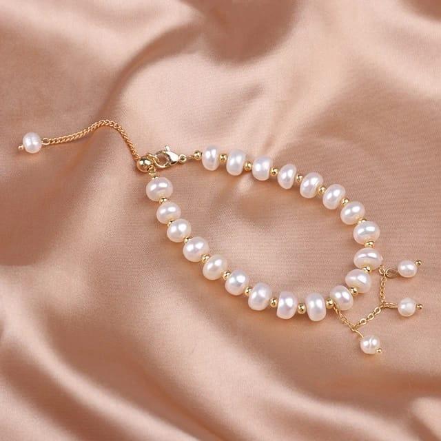 Elegant Pearl Beaded Bracelet for Women – White
