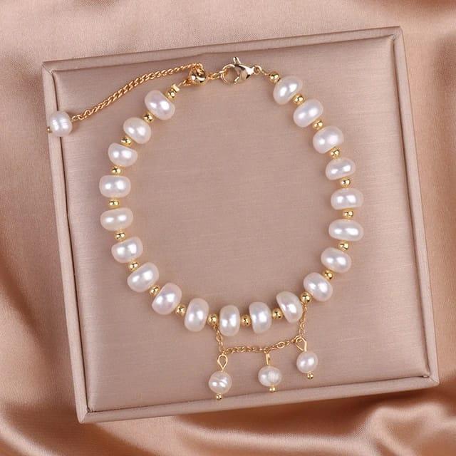 Elegant Pearl Beaded Bracelet for Women – White