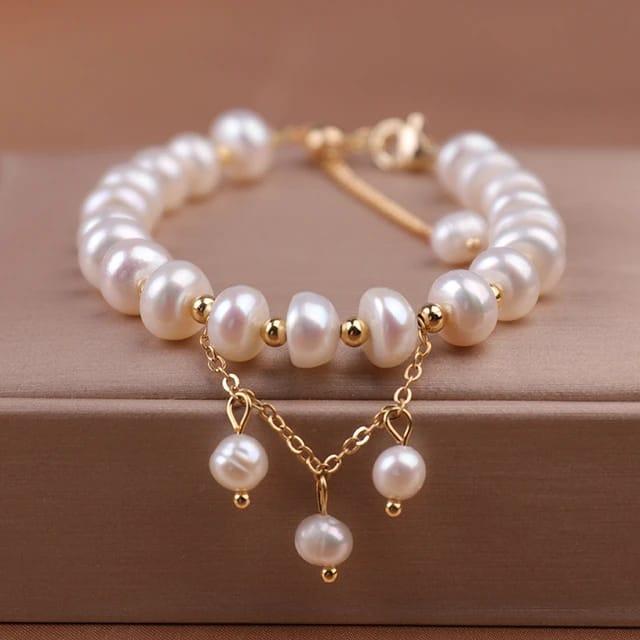 Elegant Pearl Beaded Bracelet for Women – White