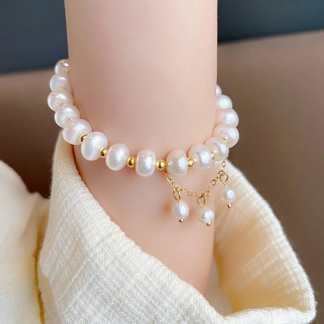 Elegant Pearl Beaded Bracelet for Women – White