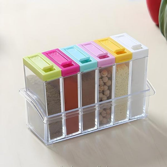 6 Pcs Acrylic Spice Jar Set with Organizer