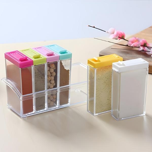 6 Pcs Acrylic Spice Jar Set with Organizer