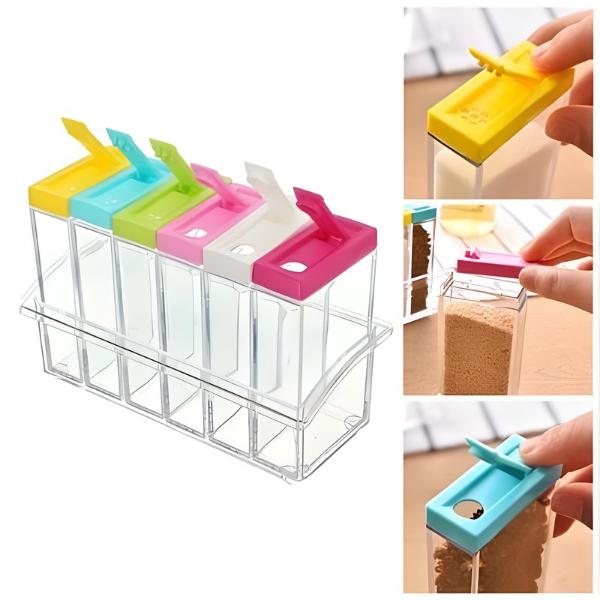6 Pcs Acrylic Spice Jar Set with Organizer