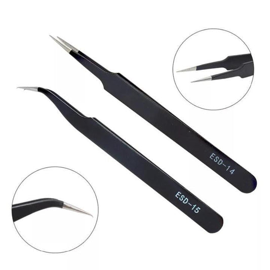 Stainless Steel Tweezers Set – 2 Pcs Black
