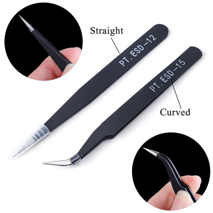 Stainless Steel Tweezers Set – 2 Pcs Black