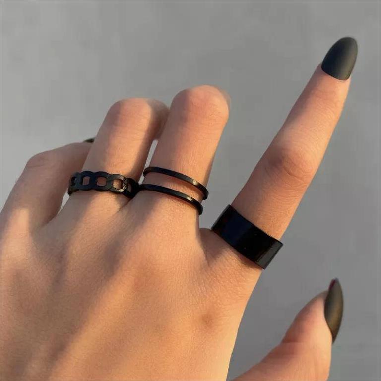 Trendy Alloy Plated Hip Hop Rings Set – Pack of 3