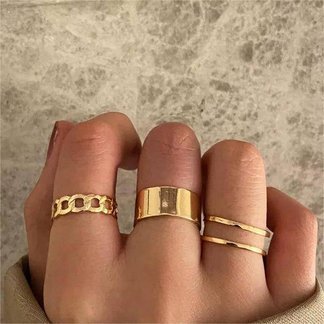 Trendy Alloy Plated Hip Hop Rings Set – Pack of 3