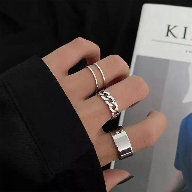 Trendy Alloy Plated Hip Hop Rings Set – Pack of 3