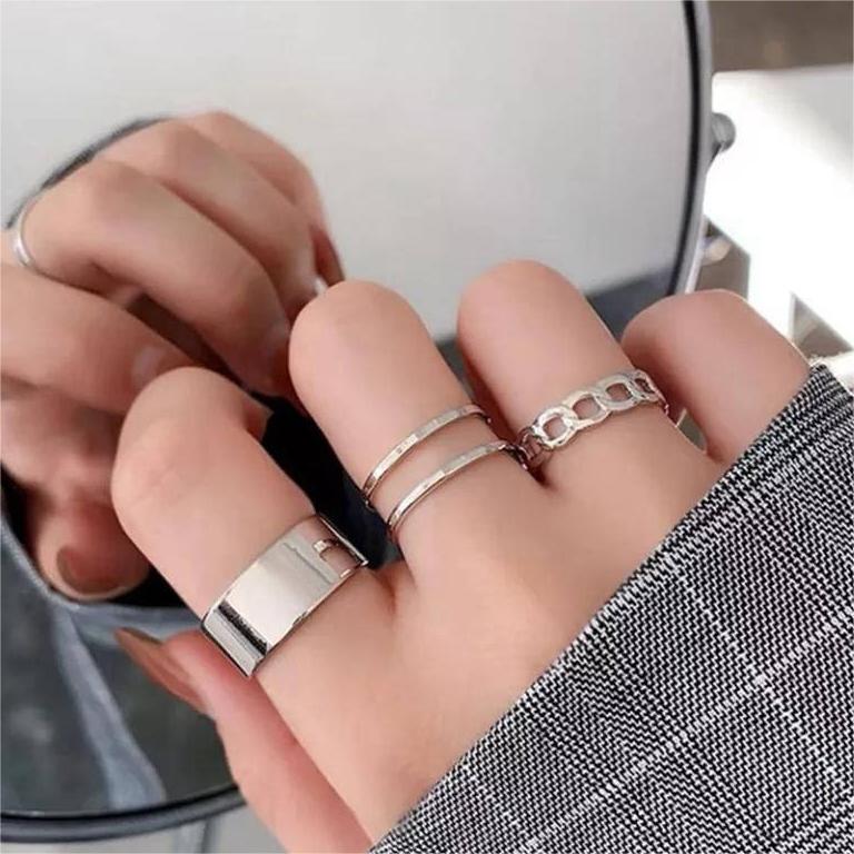 Trendy Alloy Plated Hip Hop Rings Set – Pack of 3