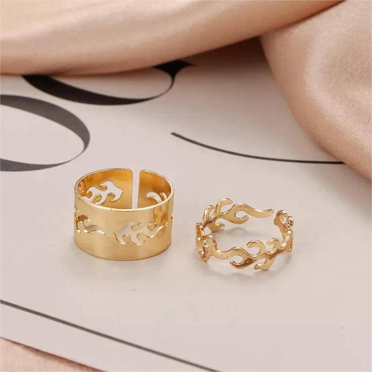 2 Pcs Adjustable Flame Couple Rings – Trendy Jewelry
