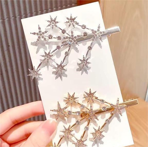 Gold Plated Hair Pin with Stones – Modern Design