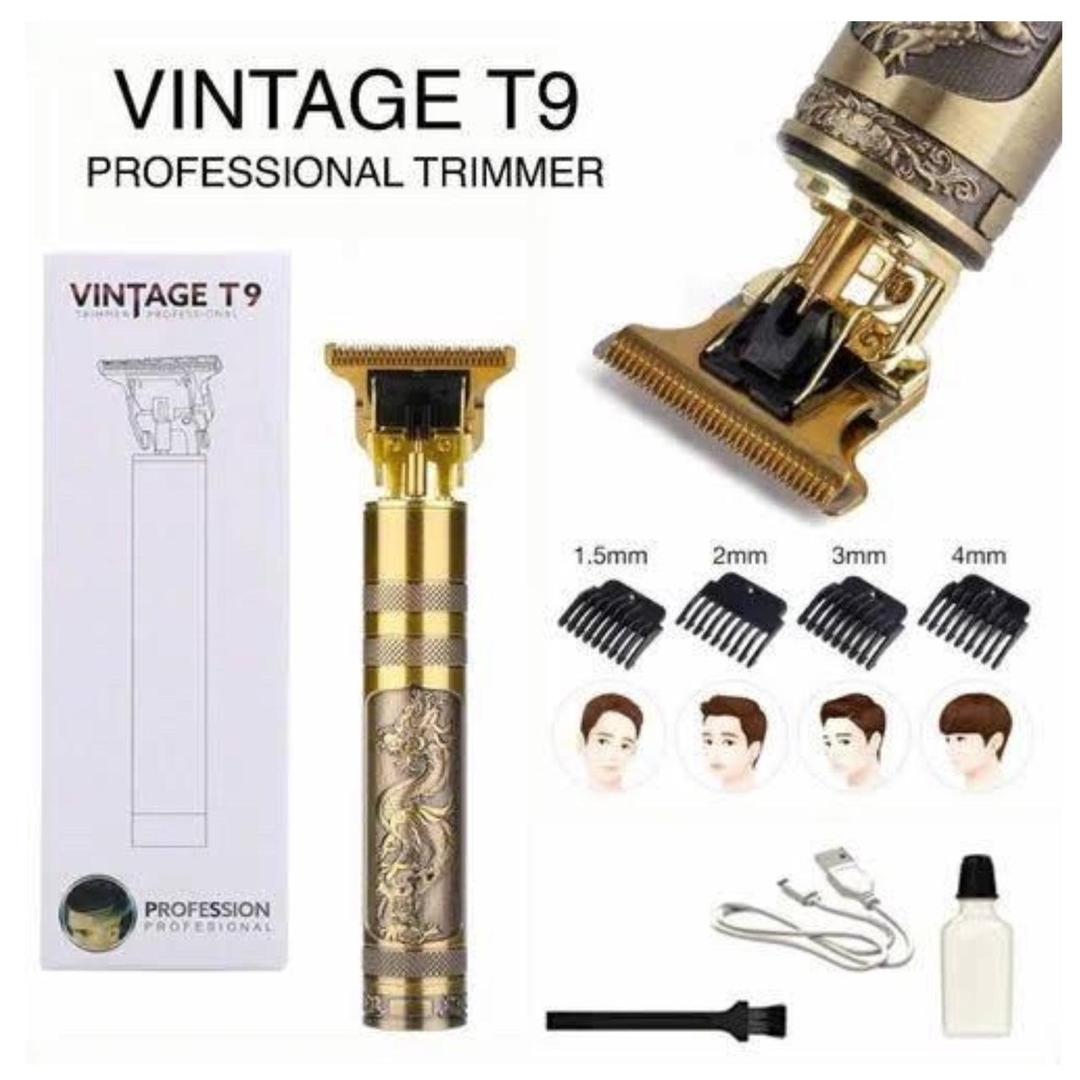 Vintage T9 Hair Trimmer USB Rechargeable Beard Clipper