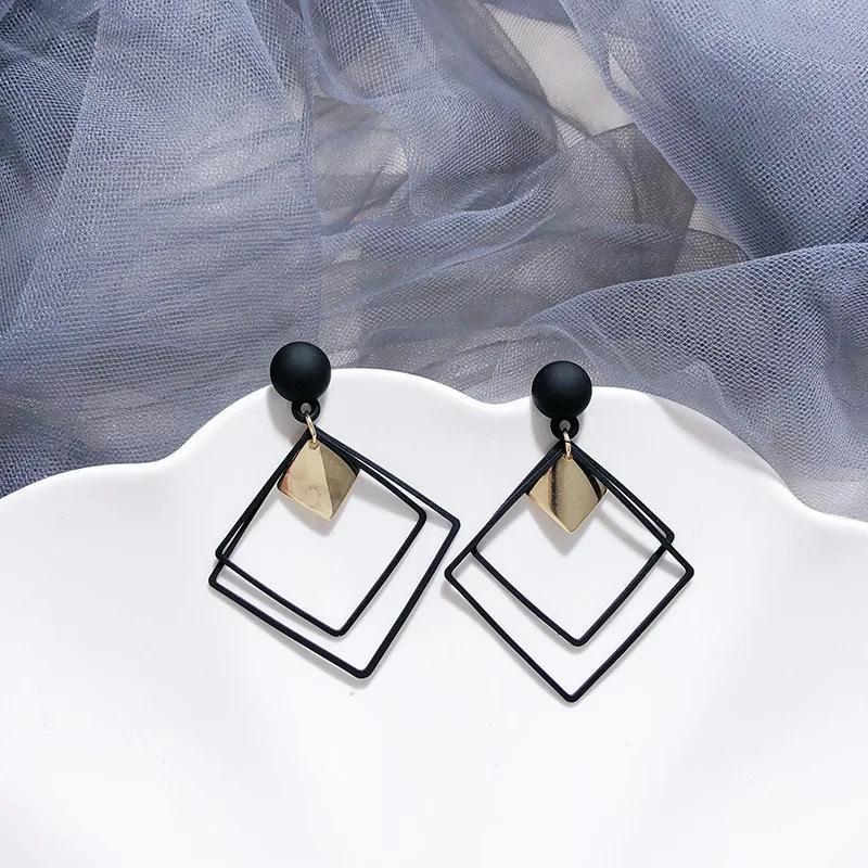 Black Square Design Earrings for Women – 2 Pcs