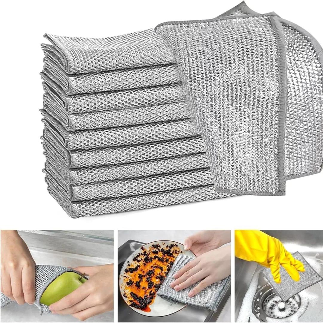 10 Pcs Durable Washable Steel Wire Cleaning Cloths