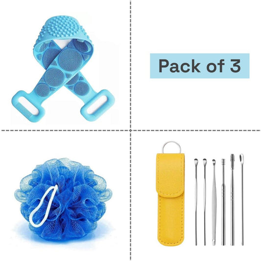 Affordable 3-in-1 Cleaning Bundle – Scrubber, Loofah & Tool