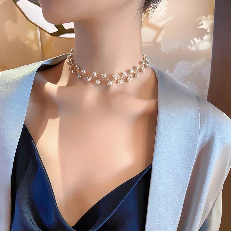 Elegant Pearl Neck Choker – Adjustable Fashion Jewelry