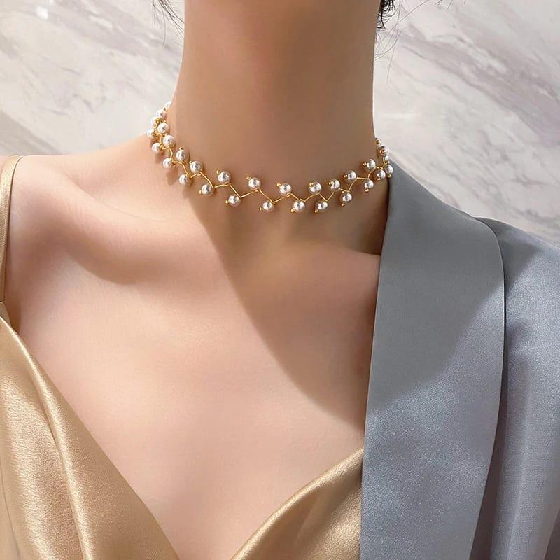Elegant Pearl Neck Choker – Adjustable Fashion Jewelry