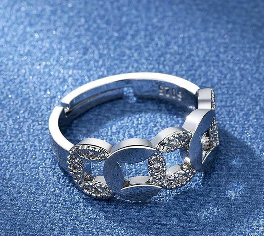 Loops Adjustable Silver Ring – Stylish Metal Jewelry