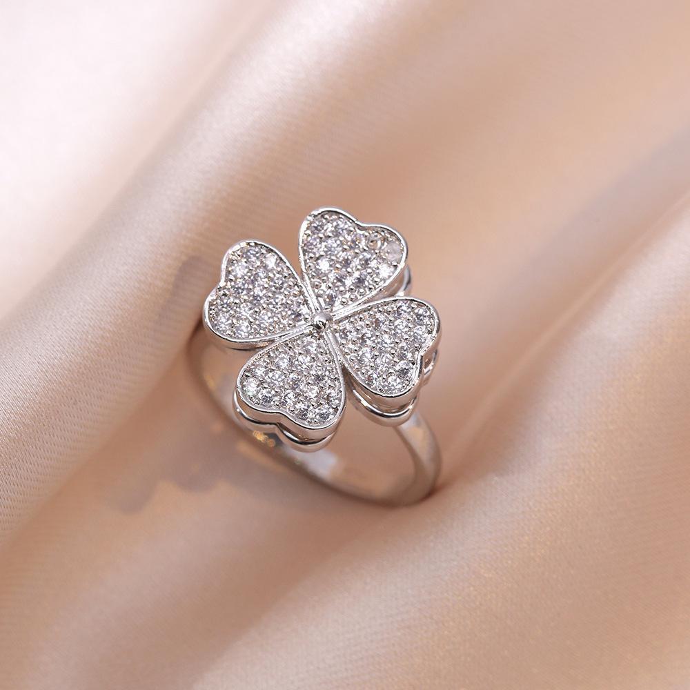 Heart Shape Spinning Stainless Steel Crystal Ring