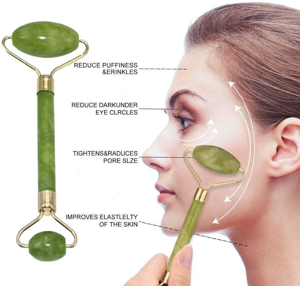 Jade Roller for Face Massage – Skin Tightening, Puffiness & Relaxation Tool