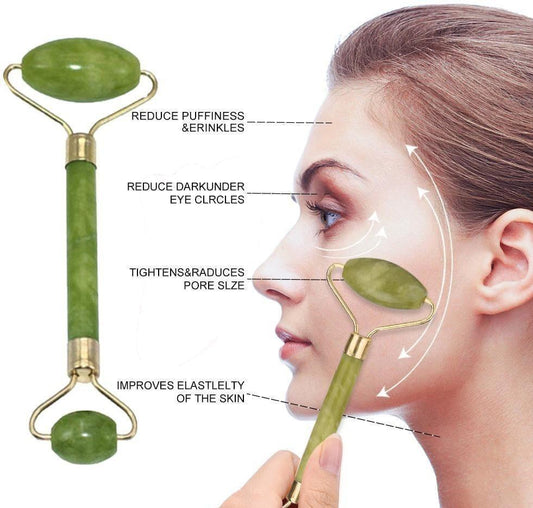 Jade Roller for Face Massage – Skin Tightening, Puffiness & Relaxation Tool