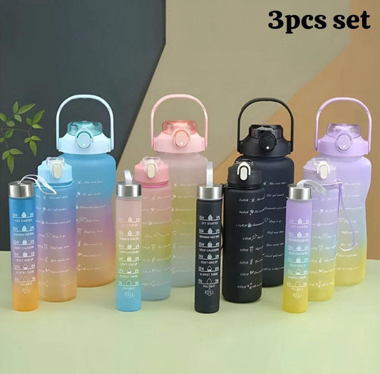 Gradient Water Bottles Set – 3 Pcs Leakproof