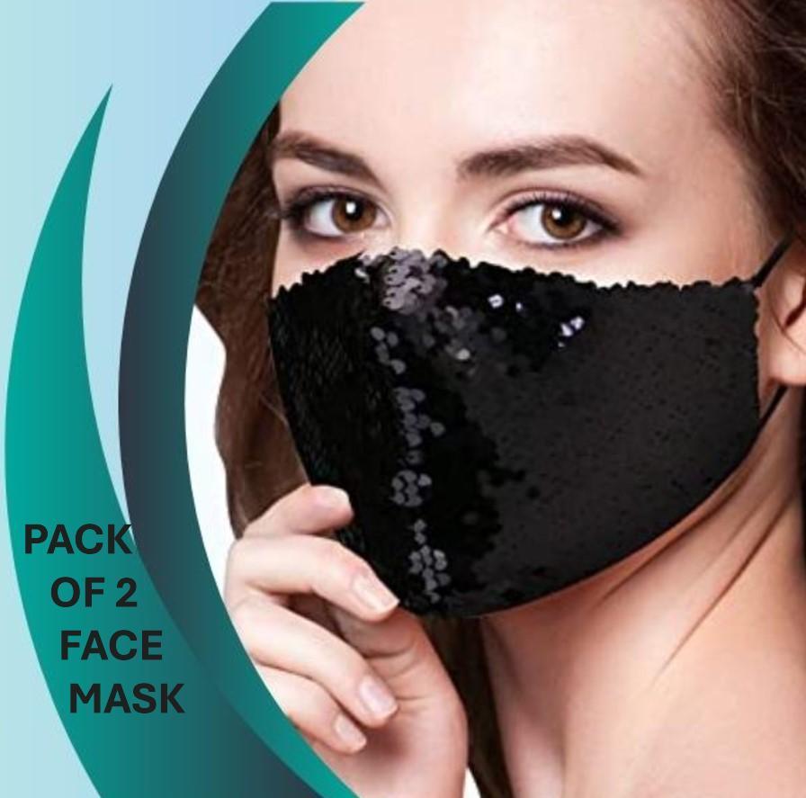 Stylish Black Cotton Face Mask – Safety & Comfort (2 Pcs)