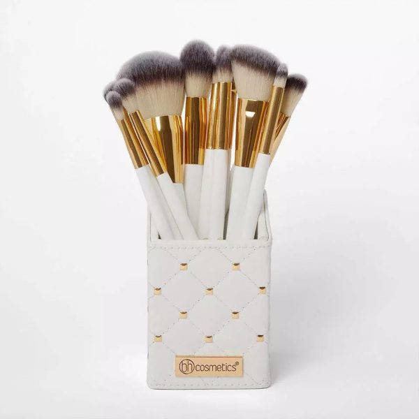 Studded Elegance Brush Set – White | 12 Pcs