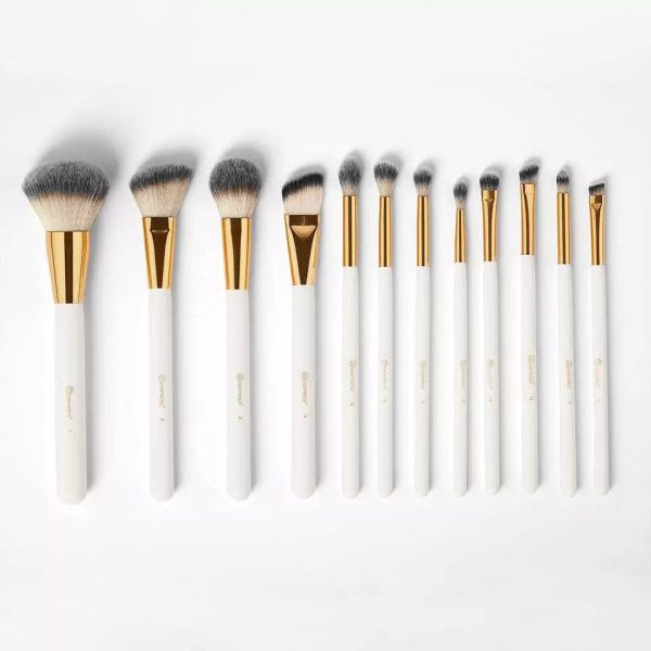 Studded Elegance Brush Set – White | 12 Pcs