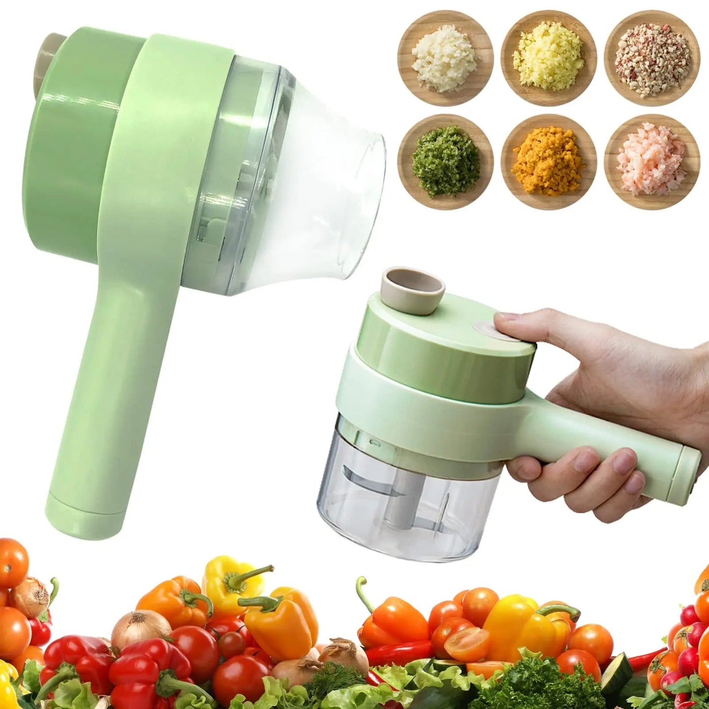 4-in-1 Portable Electric Vegetable Cutter & Chopper
