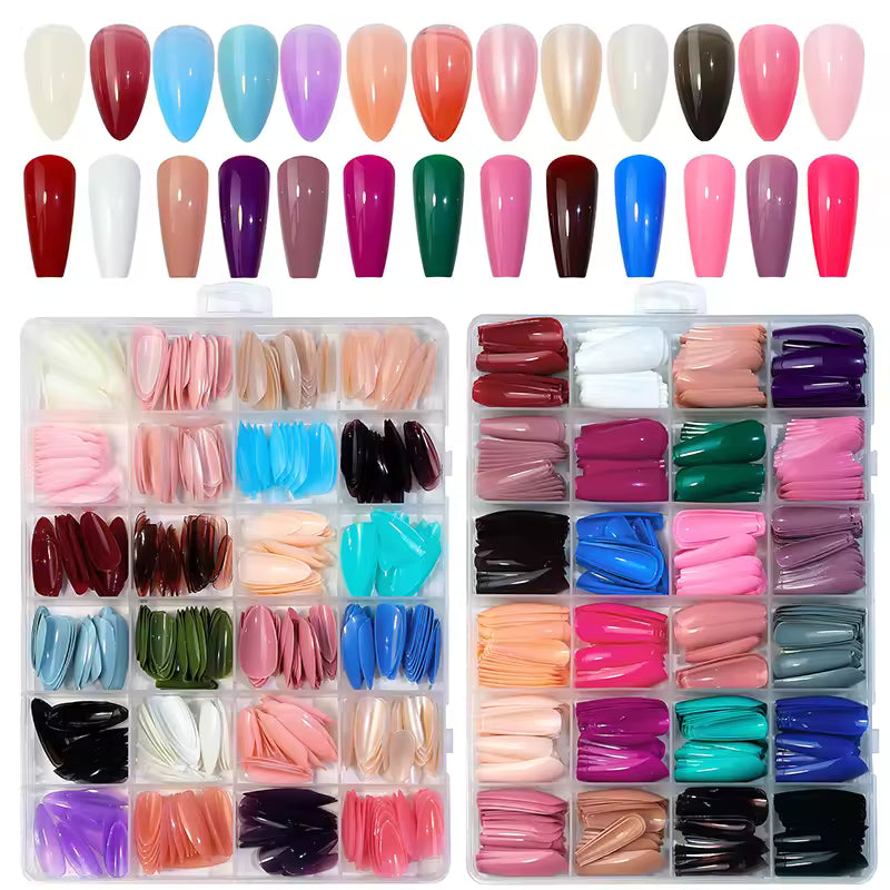 Fake Nails Set (576 Pcs) – Nail Tips for Salon & Home Manicure, Custom Nail Art