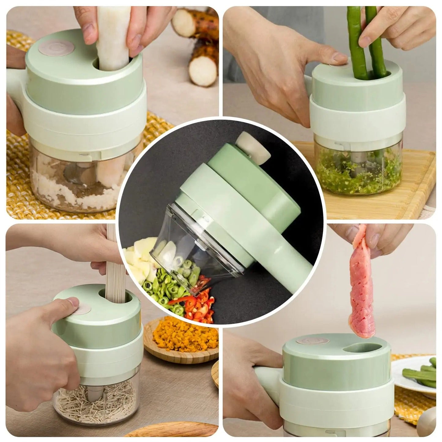 4-in-1 Portable Electric Vegetable Cutter & Chopper