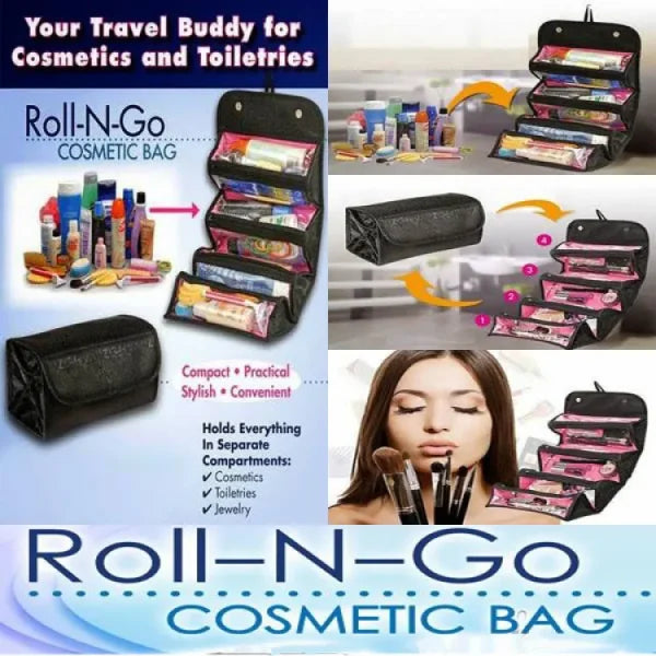 Roll N Go Cosmetic Bag – Travel Toiletry Organizer