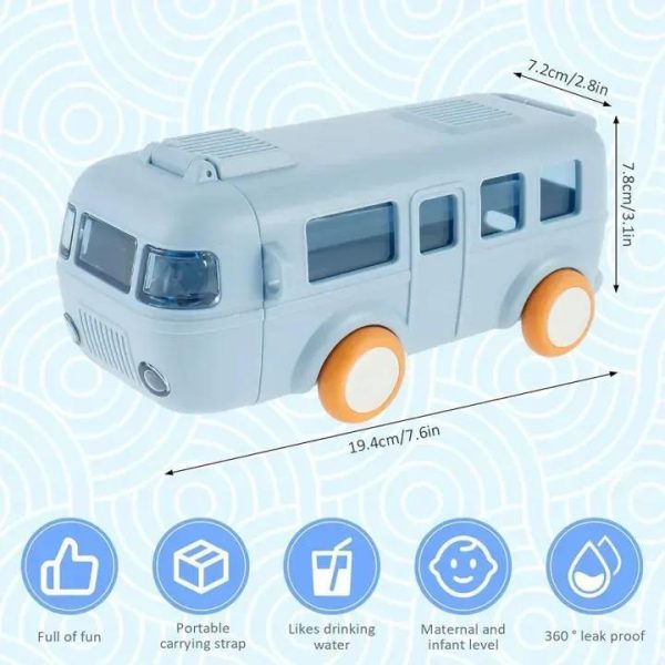 School Bus Kids Water Bottle with Straw