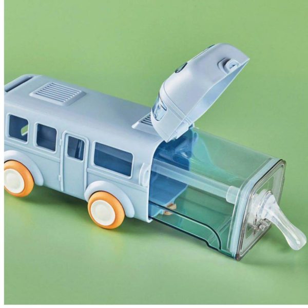 School Bus Kids Water Bottle with Straw