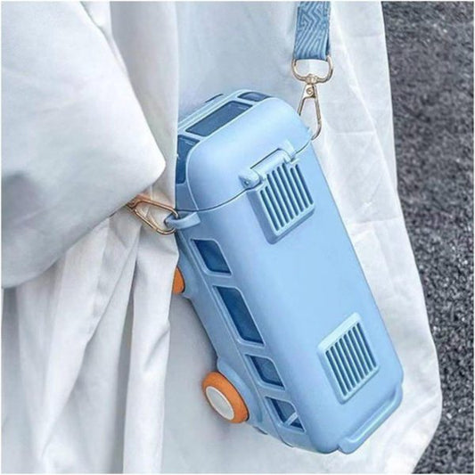 School Bus Kids Water Bottle with Straw